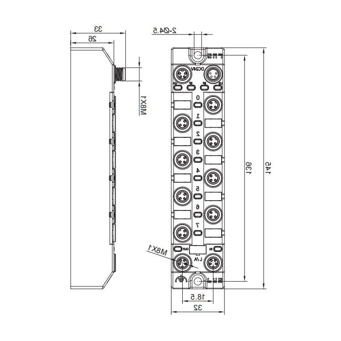 PROFINET protocol、 M8 interface、8DI、NPN、 Compact、Remote module、001CA5